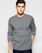 Asos Cable Knit Sweater In Black Twist - Gray