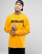 Asos Metallica Oversized Long Sleeve Band T-shirt In Orange - Orange