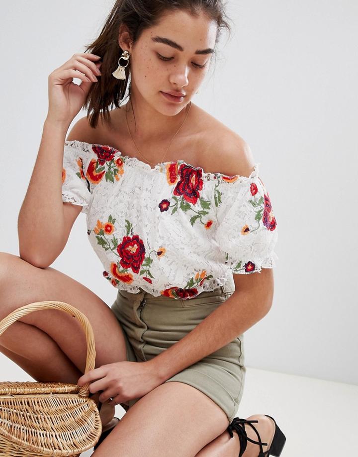 New Look Embroidered Boho Top - Multi