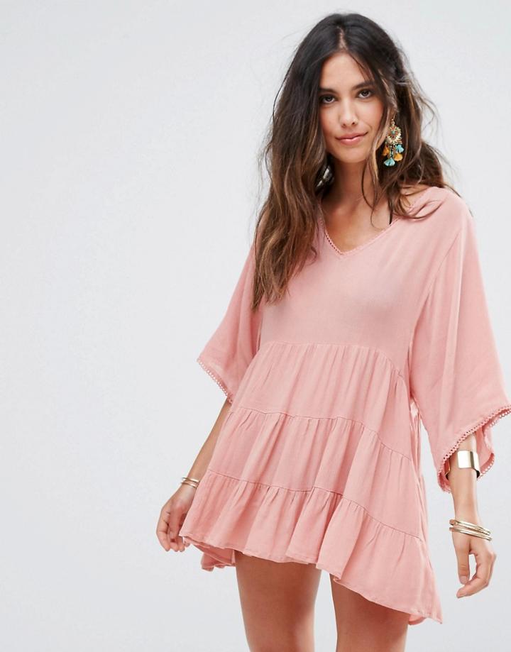 Anmol Embroidered Beach Cover Up - Pink
