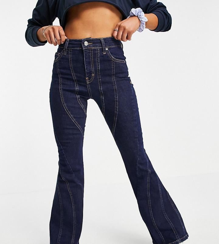 Topshop Petite Jamie Indigo Curve Flared Jeans-purple