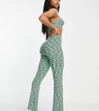 Asyou Knitted Puddle Pants In Green - Part Of A Set