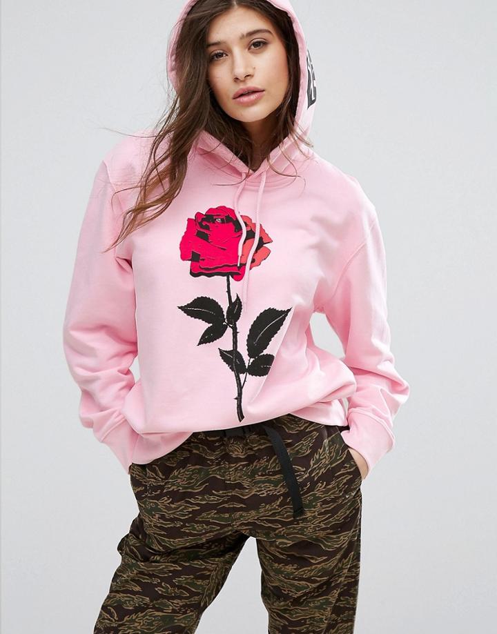 Carhartt Wip Radio Club Oversized Hoodie With Rose Print - Pink