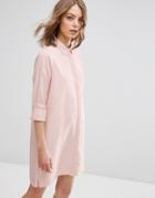 Asos Shirt Dress With Tab Detail - Pink