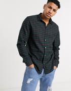 River Island Long Sleeve Shirt In Green Check