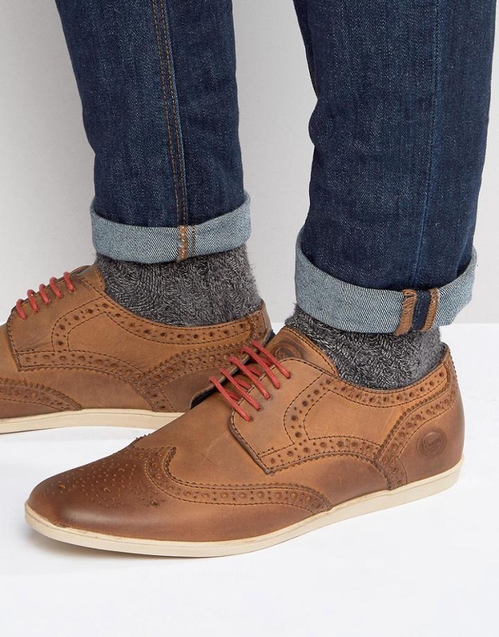 Base London Shore Leather Brogue Shoe - Tan