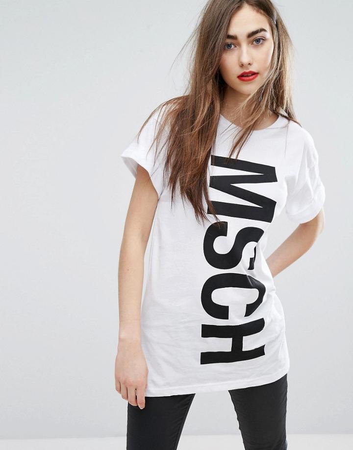 Moss Copenhagen Oversized T-shirt With Front Logo - White
