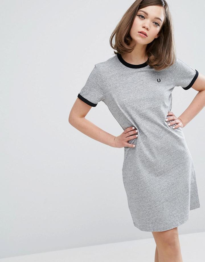 Fred Perry Authentic Ringer T Shirt Dress - Gray
