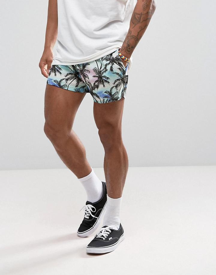 Jaded London Shorts In Hawaiian Print - Black