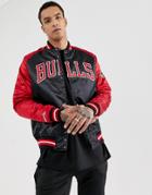 Mitchell & Ness Chicago Bulls Satin Jacket In Black & Red - Red