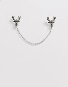 Twisted Tailor Collar Chain With Stag In Silver