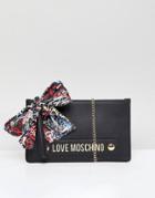Love Moschino Stud Logo Clutch With Chain Strap - Black