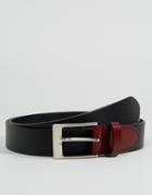 Asos Smart Leather Slim Belt With Contrast Keeper - Black