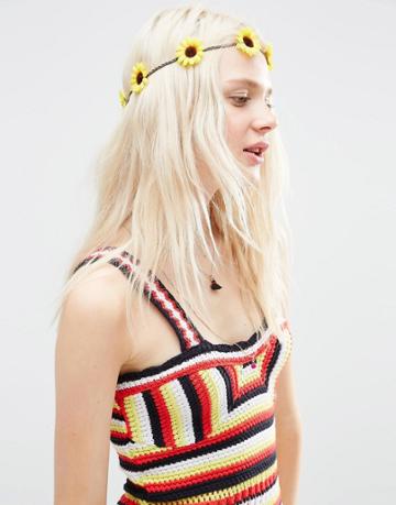 Asos Sunflowers Plaited Headband - Multi