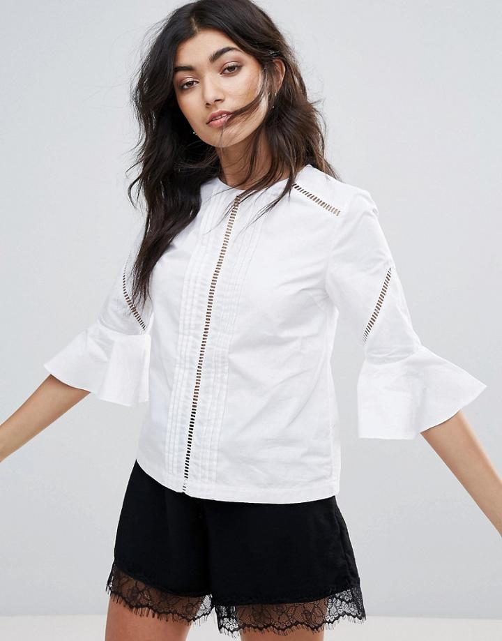 Mink Pink Casablanca Frill Sleeve Blouse - White