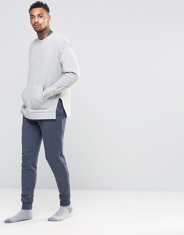 Asos Loungewear Skinny Joggers In Navy Marl - Navy