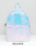 Skinnydip Exclusive Holographic Faux Snake Backpack - Silver
