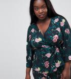 Fashion Union Plus Wrap Top In Romantic Floral Two-piece - Multi