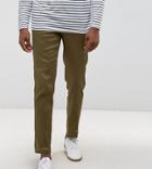 Asos Tall Skinny Cropped Smart Pants In Khaki Linen Mix - Green
