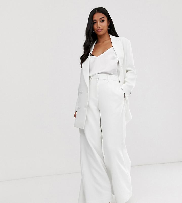 Asos Edition Petite Wide Leg Wedding Pants-white