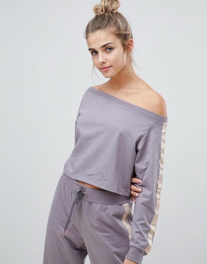 South Beach Off The Shoulder Sweater - Gray