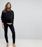 Asos Maternity Ridley High Waist Skinny Jeans In Raw Indigo With Tobacco Threads With Under The Bump Waistband - Blue