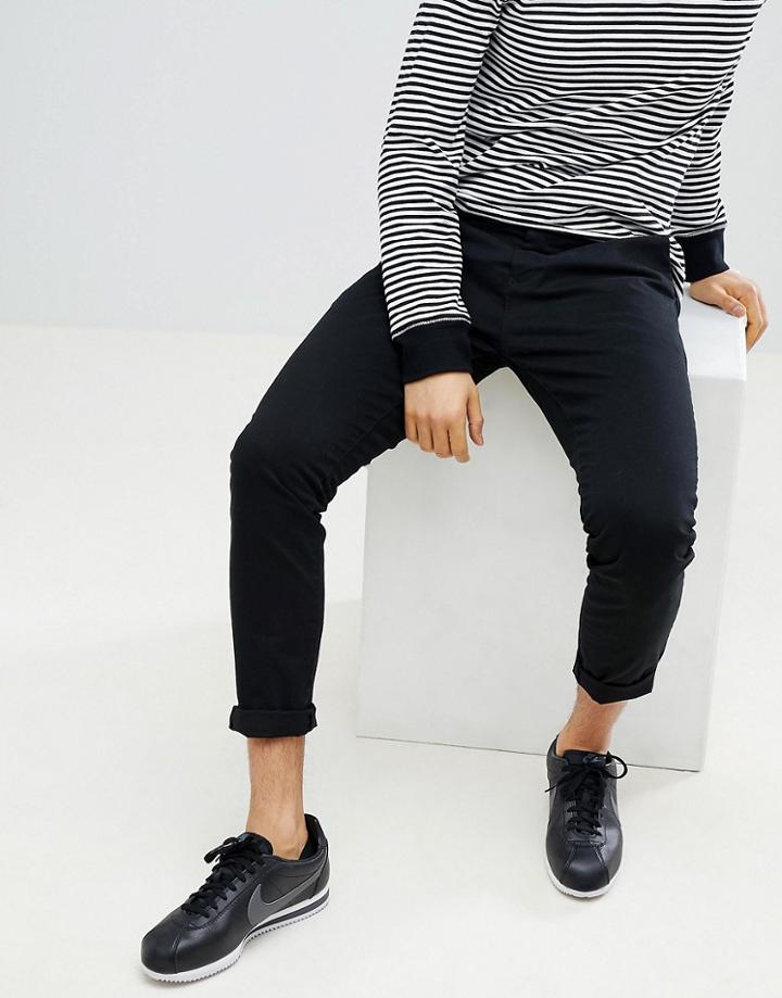 Next Skinny Fit Chinos In Black - Black