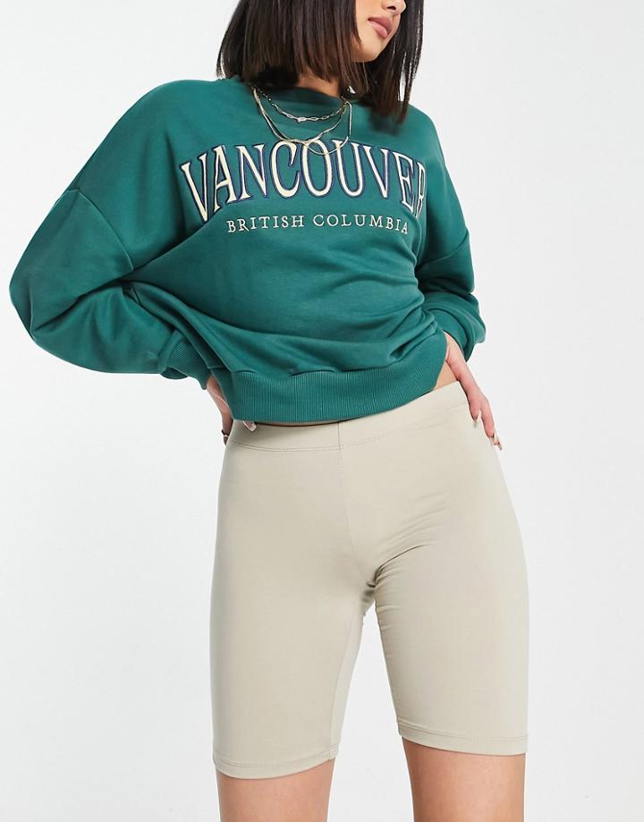Brave Soul Sindy Legging Shorts In Stone-neutral