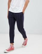 Only & Sons Slim Cropped Pants In Stripe - Navy