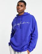 Asos Dark Future Oversized Hoodie With Chain Logo Embroidery In Bright Blue-blues