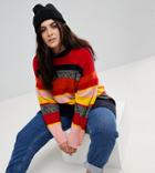 Asos Curve Oversized Sweater In Stripe - Multi