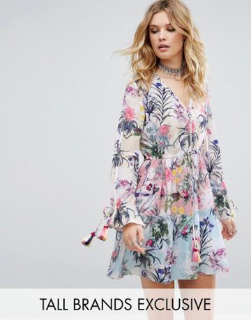 White Cove Tall Allover Multi Floral Print Smock Dress - Multi