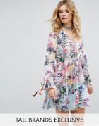 White Cove Tall Allover Multi Floral Print Smock Dress - Multi