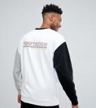 Asos Tall Oversized Sweatshirt With Contrast Sleeves & Back Print - White