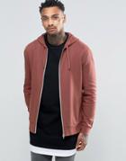 Asos Zip Up Hoodie In Washed Red - Red