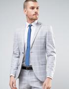 Selected Homme Super Skinny Suit Jacket In Check - Gray