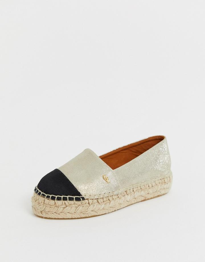 Kurt Geiger London Morella Gold Leather Espadrilles - Multi