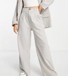 Stradivarius Wide Leg Relaxed Dad Pants With Side Stripe In Slate Gray-grey