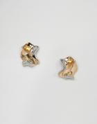 Asos Two-tone Folded Metal Stud Earrings - Gold
