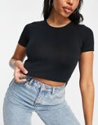Asos Design Hourglass Fitted Crop T-shirt In Black