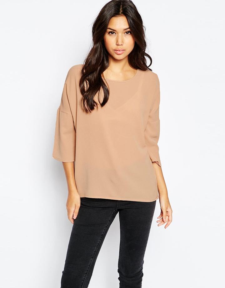 Vero Moda 3/4 Sleeve Tunic Top - Mahogany Rose