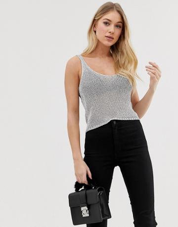 C By Cubic Metallic Knitted Top - Silver