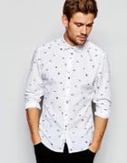 Esprit Shirt With All Over Mini Shark Print - White