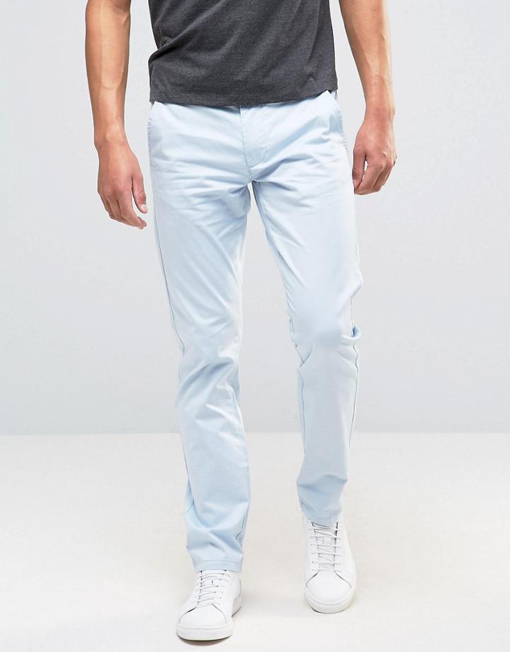 Selected Homme Slim Fit Chino With Leather Belt - Blue