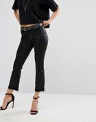 Dl1961 Lara Coated Cropped Bootcut Jean With Raw Frayed Hem - Blue