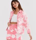 Monki Tie Dye Denim Jacket In Pink - Multi