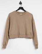 Pull & Bear Sweatshirt With Seam Detail In Brown