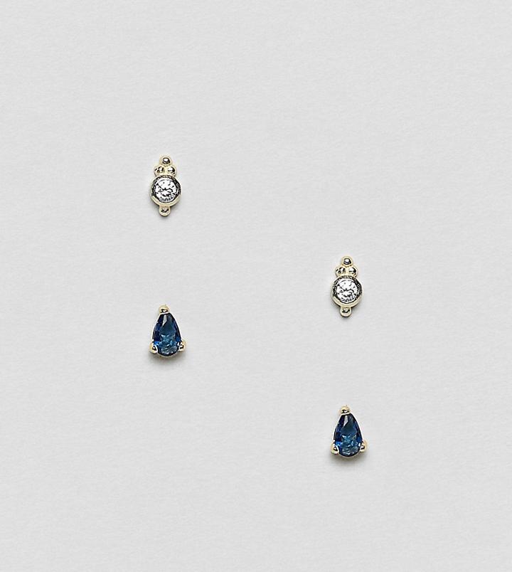 Shashi 18k Gold Plated Sapphire Stone Stud Earrings - Gold