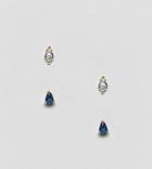 Shashi 18k Gold Plated Sapphire Stone Stud Earrings - Gold