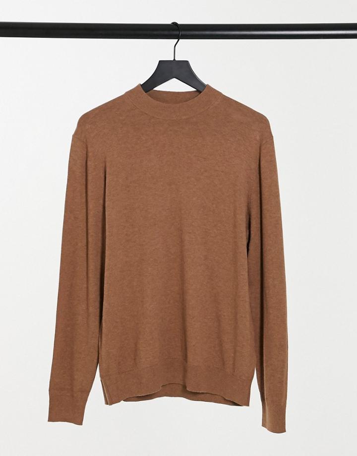 Champion Reverse Weave Script Logo Mock Neck Crew Sweater In Black